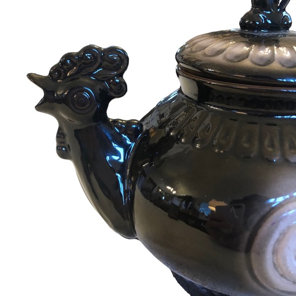 Rooster Shaped Glazed Pottery Tea Pot - Picture 9 of 9